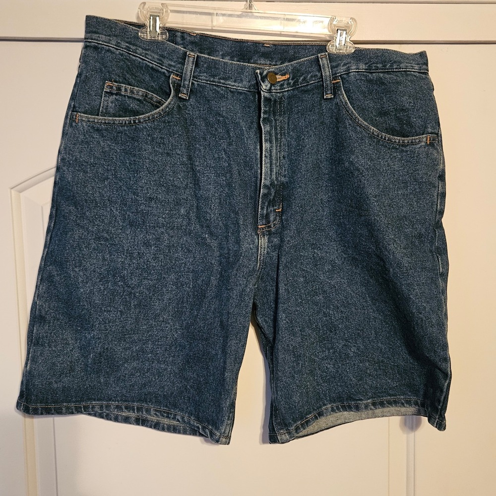 Y2K Jorts Men Blue Denim Jean Shorts Size 38 Medium Wash 100% Cotton Baggy